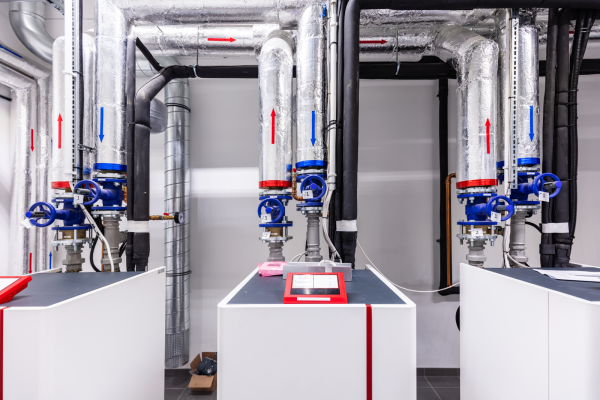 a bunch of white boxes with some tubes attached